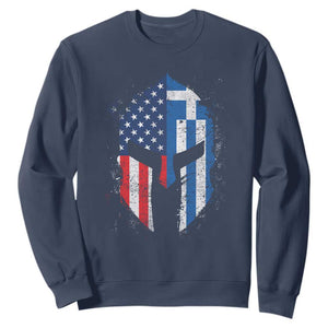 Greek American Pride Sweatshirt Greece Spartan Helmet TS09 Navy Print Your Wear