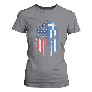 Greek American Pride T Shirt For Women Greece Spartan Helmet TS09 Charcoal Print Your Wear