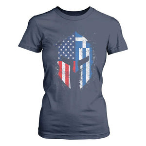 Greek American Pride T Shirt For Women Greece Spartan Helmet TS09 Navy Print Your Wear