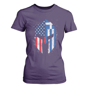 Greek American Pride T Shirt For Women Greece Spartan Helmet TS09 Purple Print Your Wear
