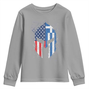 Greek American Pride Youth Sweatshirt Greece Spartan Helmet TS09 Sport Gray Print Your Wear