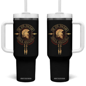 Sparta Greek Tumbler With Handle Si Vis Pacem Para Bellum TS09 One Size: 40 oz Black Print Your Wear