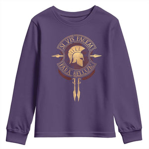 Sparta Greek Youth Sweatshirt Si Vis Pacem Para Bellum TS09 Purple Print Your Wear