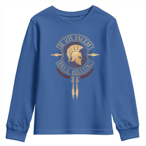 Sparta Greek Youth Sweatshirt Si Vis Pacem Para Bellum TS09 Royal Blue Print Your Wear