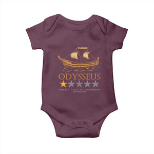 Funny Odysseus Baby Onesie Very Bad Not Recommend Ancient Greek Mythology Meme TS09 Maroon Print Your Wear