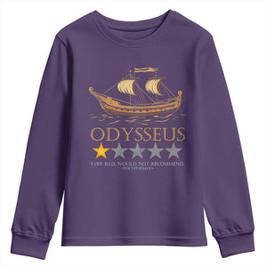 Funny Odysseus Youth Sweatshirt Very Bad Not Recommend Ancient Greek Mythology Meme TS09 Purple Print Your Wear