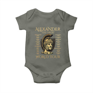 Funny Alexander The Great World Tour Baby Onesie Ancient Greek History TS09 Military Green Print Your Wear