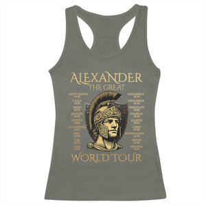 Funny Alexander The Great World Tour Racerback Tank Top Ancient Greek History TS09 Military Green Print Your Wear