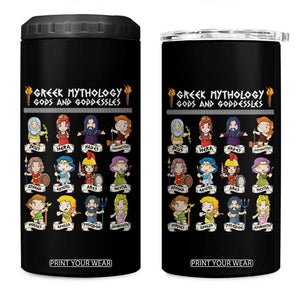 Greek Mythology 4 in 1 Can Cooler Tumbler Gods And Goddesses TS09 One Size: 16 oz Black Print Your Wear