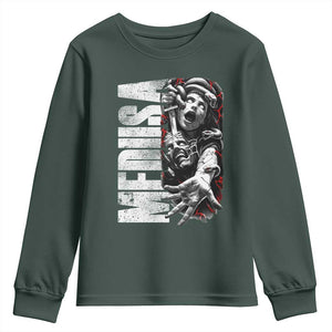 Greek Mythology Medusa Youth Sweatshirt TS09 Dark Forest Green Print Your Wear