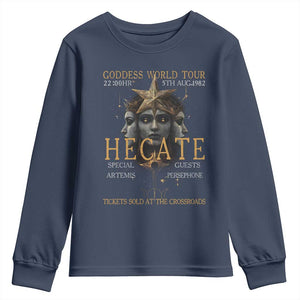 Greek Mythology Hecate Triple Goddess Youth Sweatshirt Goddess World Tour Persephone Artemis TS09 Navy Print Your Wear