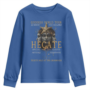 Greek Mythology Hecate Triple Goddess Youth Sweatshirt Goddess World Tour Persephone Artemis TS09 Royal Blue Print Your Wear
