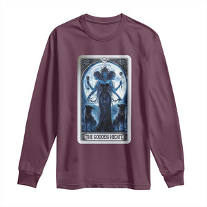 Greek Mythology Hecate Triple Goddess Long Sleeve Shirt Moon Pagan Gothic Witch TS09 Maroon Print Your Wear