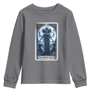 Greek Mythology Hecate Triple Goddess Youth Sweatshirt Moon Pagan Gothic Witch TS09 Charcoal Print Your Wear