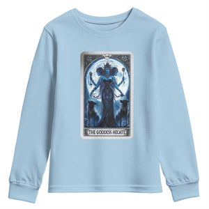 Greek Mythology Hecate Triple Goddess Youth Sweatshirt Moon Pagan Gothic Witch TS09 Light Blue Print Your Wear