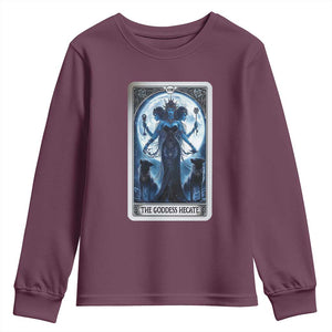 Greek Mythology Hecate Triple Goddess Youth Sweatshirt Moon Pagan Gothic Witch TS09 Maroon Print Your Wear