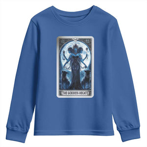 Greek Mythology Hecate Triple Goddess Youth Sweatshirt Moon Pagan Gothic Witch TS09 Royal Blue Print Your Wear