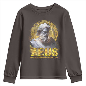 Greek Mythology Zeus Youth Sweatshirt God Of The Sky King Of All Gods TS09 Dark Chocolate Print Your Wear