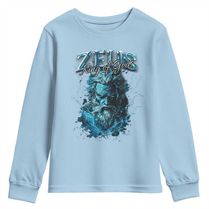 Greek Mythology Zeus Youth Sweatshirt King Of Gods TS09 Light Blue Print Your Wear