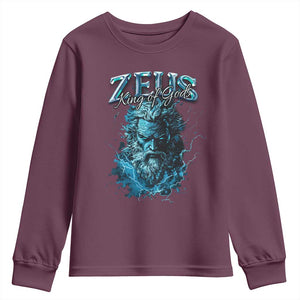 Greek Mythology Zeus Youth Sweatshirt King Of Gods TS09 Maroon Print Your Wear