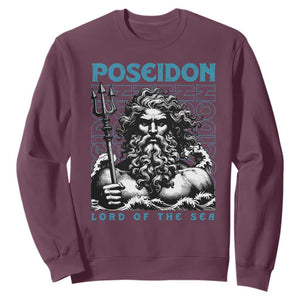 Greek Mythology Poseidon Sweatshirt Lord Of The Sea Trident TS09 Maroon Print Your Wear