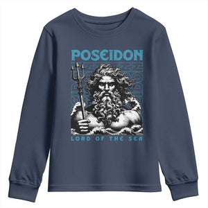 Greek Mythology Poseidon Youth Sweatshirt Lord Of The Sea Trident TS09 Navy Print Your Wear
