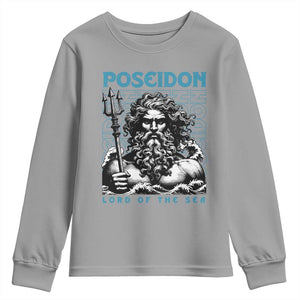 Greek Mythology Poseidon Youth Sweatshirt Lord Of The Sea Trident TS09 Sport Gray Print Your Wear