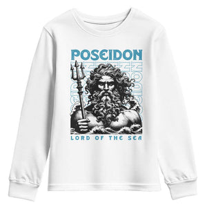 Greek Mythology Poseidon Youth Sweatshirt Lord Of The Sea Trident TS09 White Print Your Wear