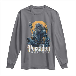 Ancient Greek Mythology Poseidon Long Sleeve Shirt Lord Of The Sea Trident TS09 Charcoal Print Your Wear
