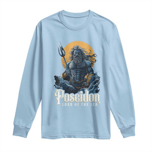 Ancient Greek Mythology Poseidon Long Sleeve Shirt Lord Of The Sea Trident TS09 Light Blue Print Your Wear