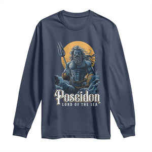 Ancient Greek Mythology Poseidon Long Sleeve Shirt Lord Of The Sea Trident TS09 Navy Print Your Wear
