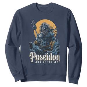 Ancient Greek Mythology Poseidon Sweatshirt Lord Of The Sea Trident TS09 Navy Print Your Wear