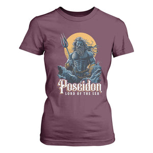 Ancient Greek Mythology Poseidon T Shirt For Women Lord Of The Sea Trident TS09 Maroon Print Your Wear