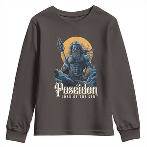 Ancient Greek Mythology Poseidon Youth Sweatshirt Lord Of The Sea Trident TS09 Dark Chocolate Print Your Wear