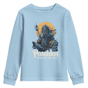 Ancient Greek Mythology Poseidon Youth Sweatshirt Lord Of The Sea Trident TS09 Light Blue Print Your Wear