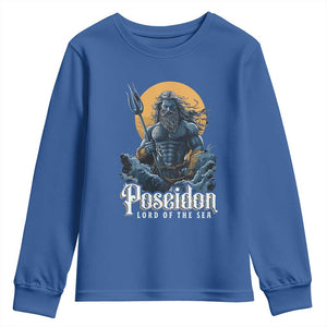 Ancient Greek Mythology Poseidon Youth Sweatshirt Lord Of The Sea Trident TS09 Royal Blue Print Your Wear