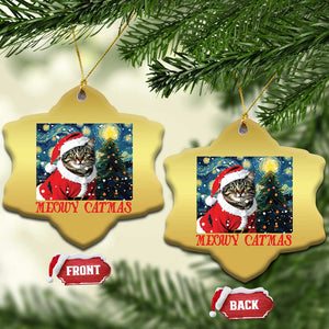 Santa Cat Xmas Christmas Ornament Meowy Catmas Starry Night Christmas Tree TS09 Snow Flake Gold Print Your Wear