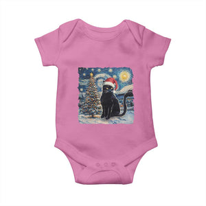 Christmas Black Cat Baby Onesie Meowy Catmas Starry Night Santa Cat TS09 Azalea Print Your Wear