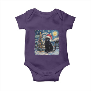 Christmas Black Cat Baby Onesie Meowy Catmas Starry Night Santa Cat TS09 Purple Print Your Wear