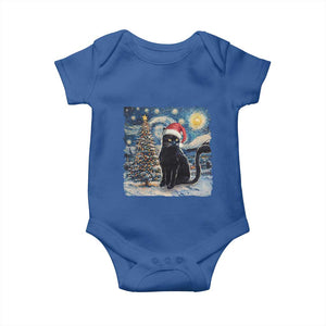 Christmas Black Cat Baby Onesie Meowy Catmas Starry Night Santa Cat TS09 Royal Blue Print Your Wear