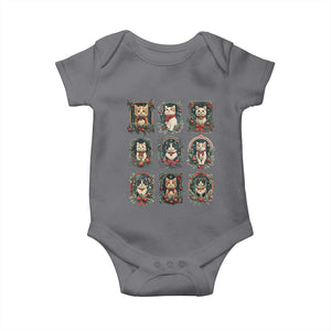 Christmas Cat Baby Onesie Vintage Kitten Victorian Holly Wreath TS09 Charcoal Print Your Wear