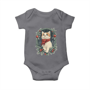 Christmas Cat Baby Onesie Vintage Kitten Victorian Royal Holly TS09 Charcoal Print Your Wear