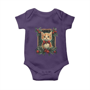 Christmas Cat Baby Onesie Vintage Kitten Royal Victorian Holly Wreath TS09 Purple Print Your Wear