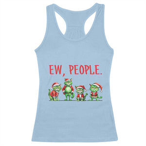 Funny Christmas Cat Racerback Tank Top Ew People Green Cat Santa TS09 Light Blue Print Your Wear