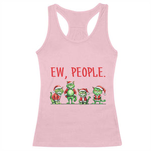 Funny Christmas Cat Racerback Tank Top Ew People Green Cat Santa TS09 Light Pink Print Your Wear