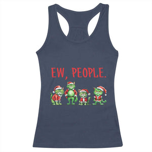 Funny Christmas Cat Racerback Tank Top Ew People Green Cat Santa TS09 Navy Print Your Wear