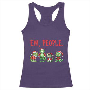 Funny Christmas Cat Racerback Tank Top Ew People Green Cat Santa TS09 Purple Print Your Wear