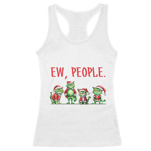 Funny Christmas Cat Racerback Tank Top Ew People Green Cat Santa TS09 White Print Your Wear