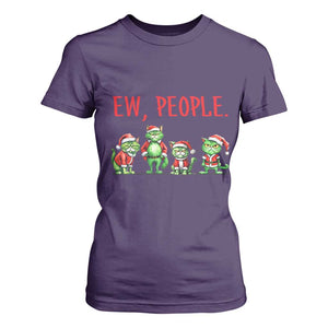 Funny Christmas Cat T Shirt For Women Ew People Green Cat Santa TS09 Purple Print Your Wear