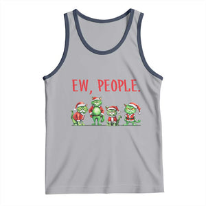 Funny Christmas Cat Tank Top Ew People Green Cat Santa TS09 Athletic Heather Navy Print Your Wear